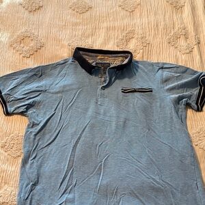 Denim & Flower Light Blue Polo Shirt with Navy Accents